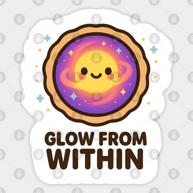 Glow From Within – Cosmo Bites Kawaii Cosmic Tart Planet Design Sticker by Anne Lee